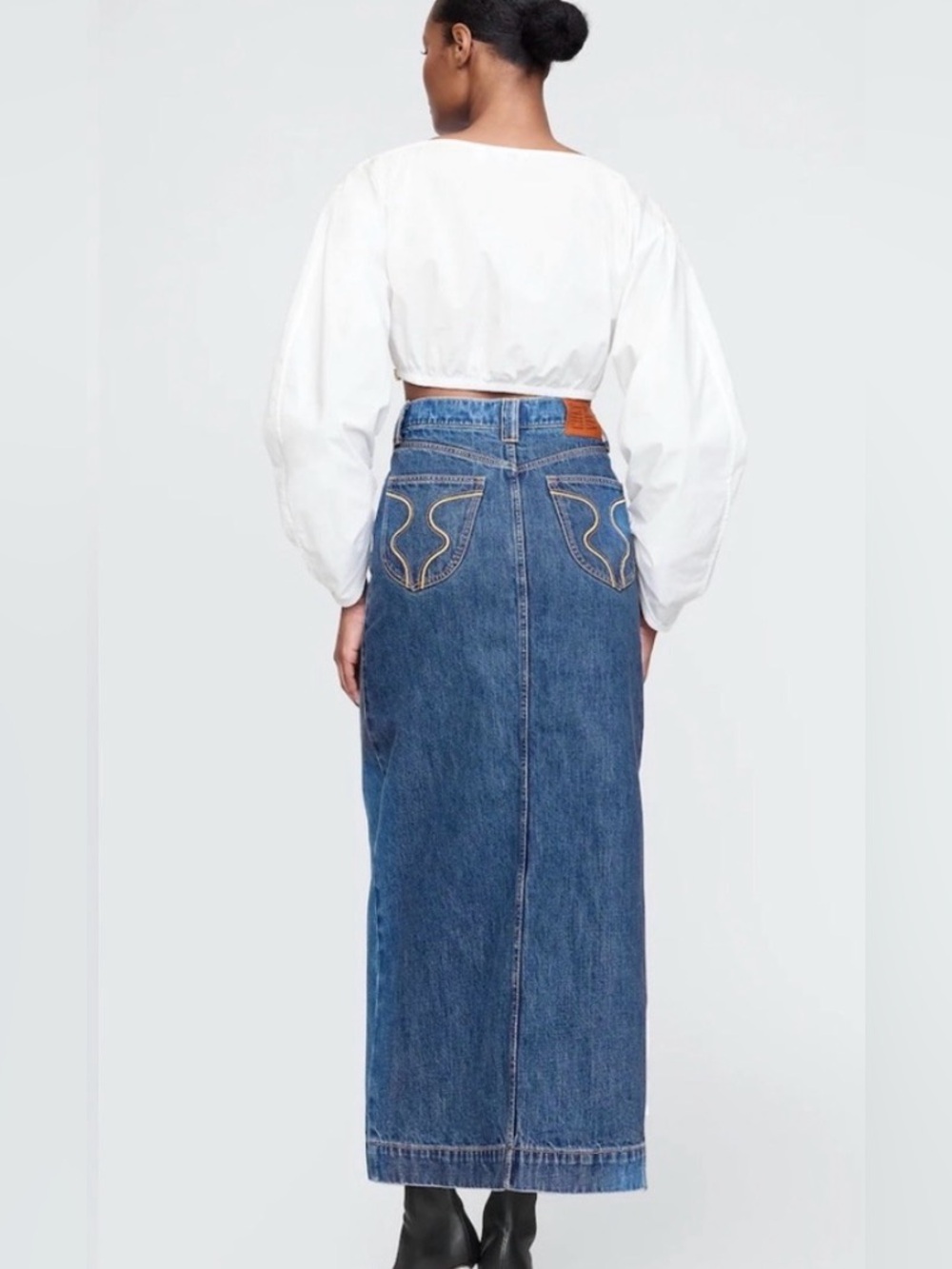 NWT Gap X CultGaia (28) Asymmetrical Denim Maxi Skirt Medium Indigo - Picture 3 of 8